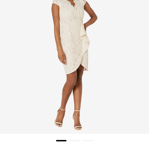 Vince Camuto Lace Bodycon with Cap Sleeves and Scallop V-Neck - Picture 10 of 10